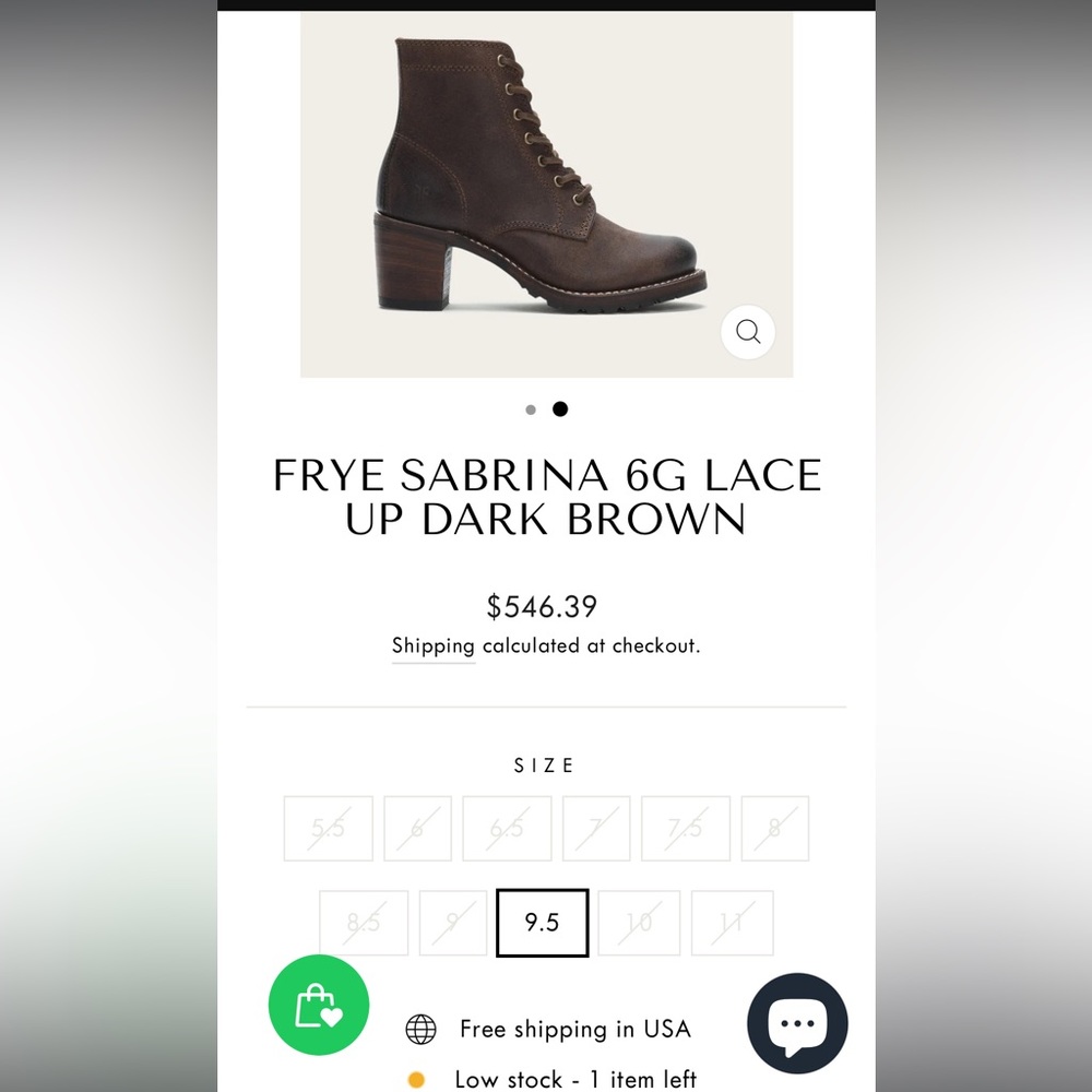 Made in USA - Frye Sabrina dark brown suede lace up boots with Vibram soles